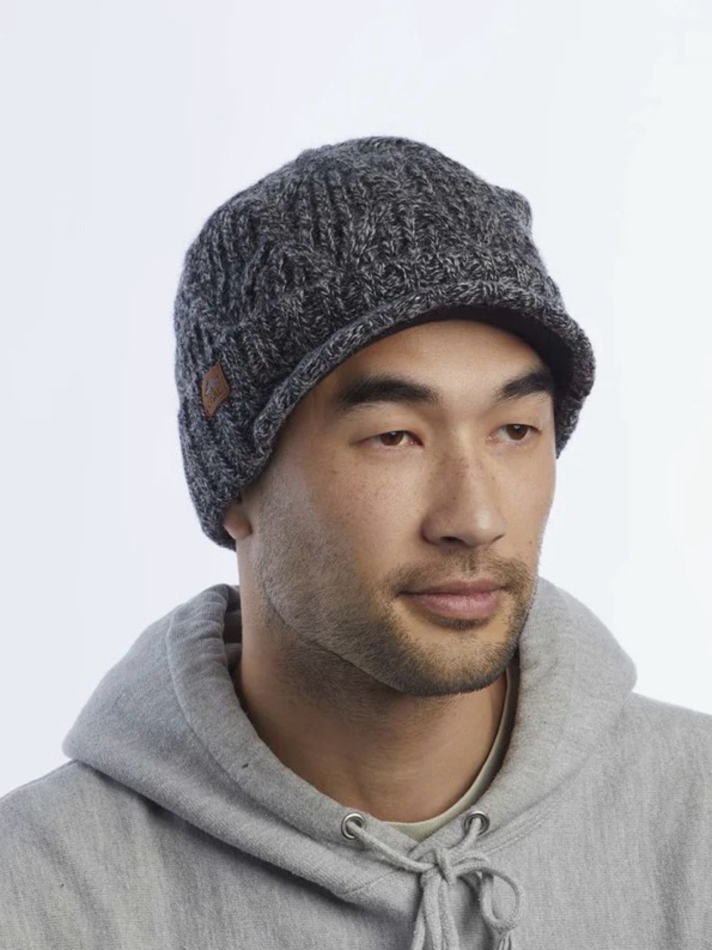 Coal The Yukon‎ Brim Cable Knit 100% Wool Beanie Adult OS Black Marl (Dark Gray)